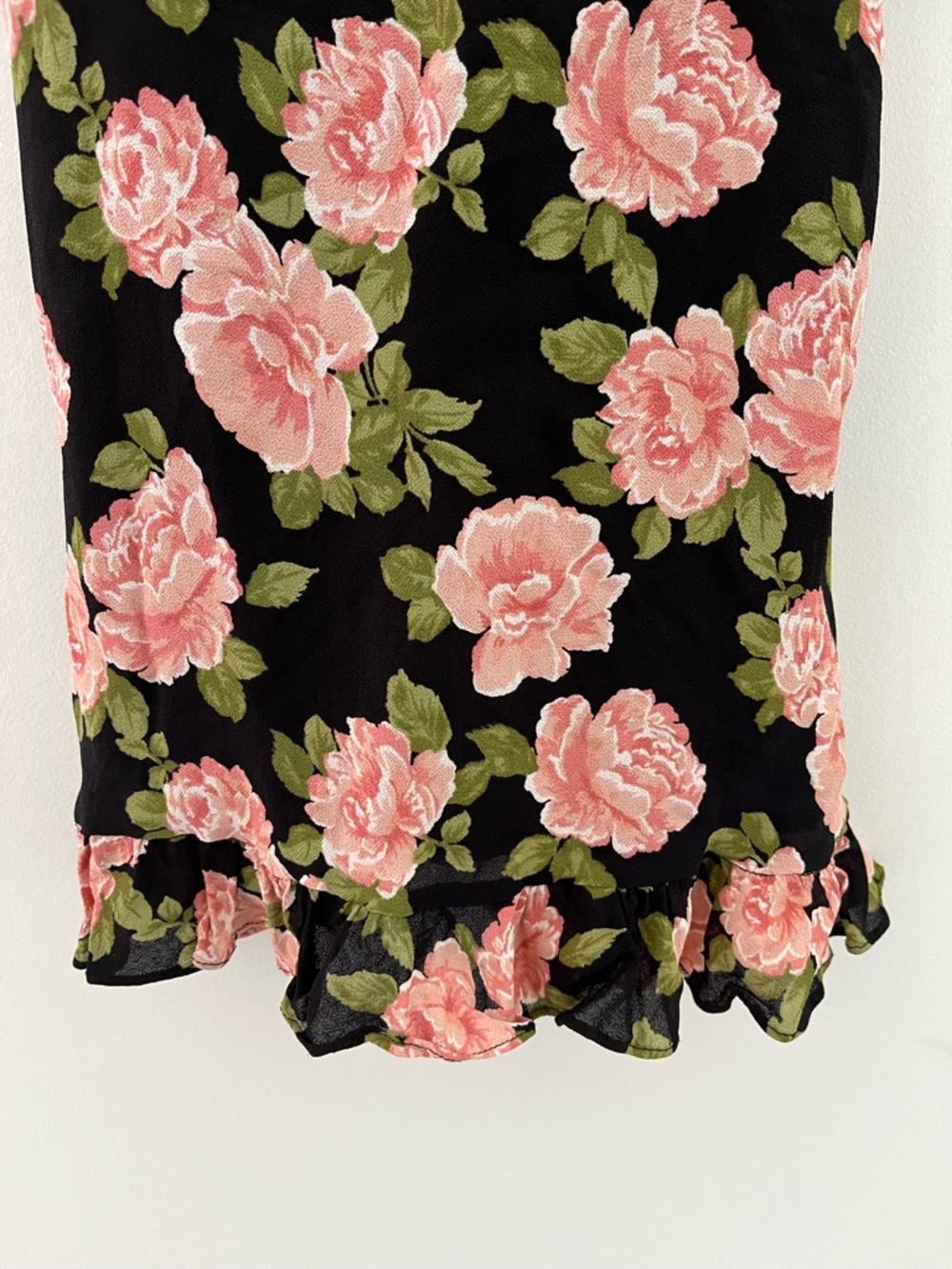 Reformation Black Mini Dress with Pink Floral Print - Picture 6 of 8